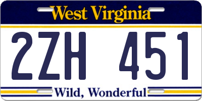 WV license plate 2ZH451