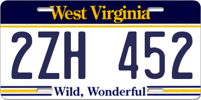 WV license plate 2ZH452