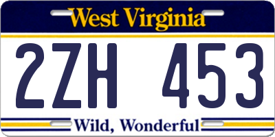 WV license plate 2ZH453