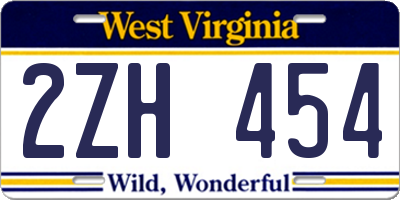 WV license plate 2ZH454