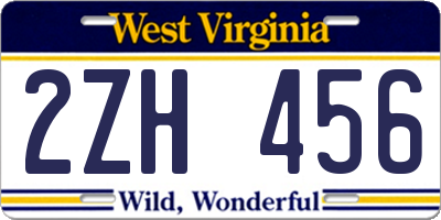 WV license plate 2ZH456