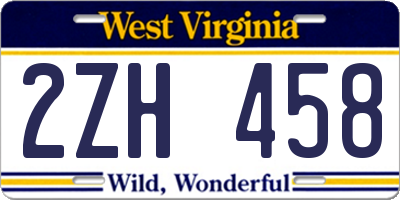 WV license plate 2ZH458