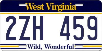 WV license plate 2ZH459