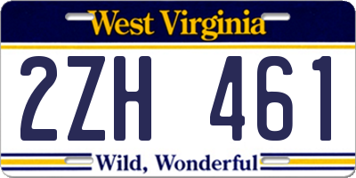 WV license plate 2ZH461