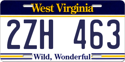 WV license plate 2ZH463