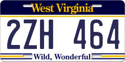 WV license plate 2ZH464