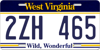 WV license plate 2ZH465