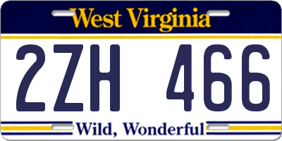 WV license plate 2ZH466
