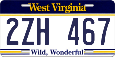 WV license plate 2ZH467
