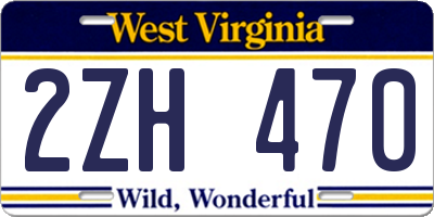 WV license plate 2ZH470