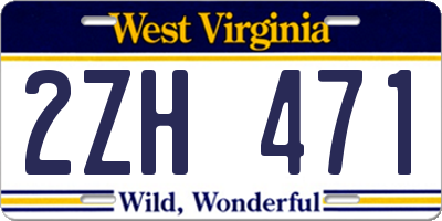 WV license plate 2ZH471