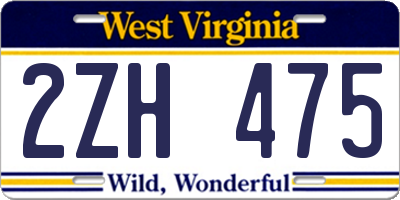 WV license plate 2ZH475