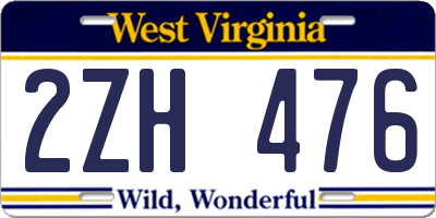 WV license plate 2ZH476