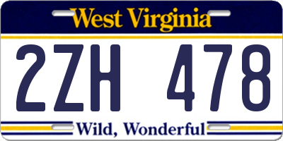 WV license plate 2ZH478