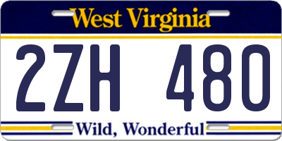 WV license plate 2ZH480