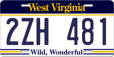 WV license plate 2ZH481