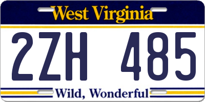 WV license plate 2ZH485