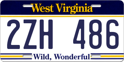 WV license plate 2ZH486