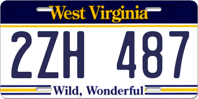 WV license plate 2ZH487