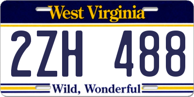 WV license plate 2ZH488
