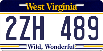 WV license plate 2ZH489