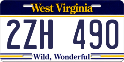 WV license plate 2ZH490