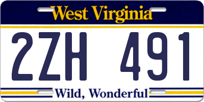 WV license plate 2ZH491