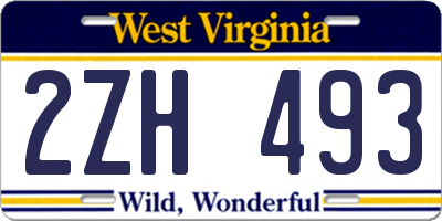 WV license plate 2ZH493