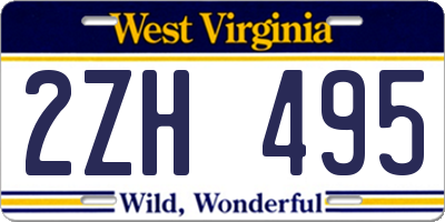 WV license plate 2ZH495