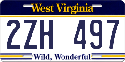 WV license plate 2ZH497