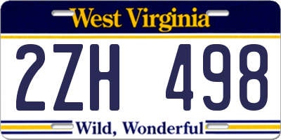 WV license plate 2ZH498