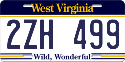 WV license plate 2ZH499