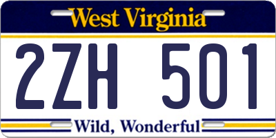 WV license plate 2ZH501