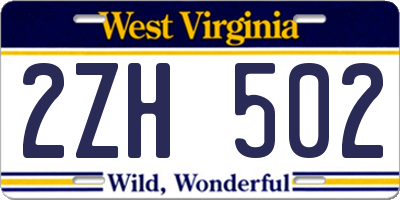 WV license plate 2ZH502