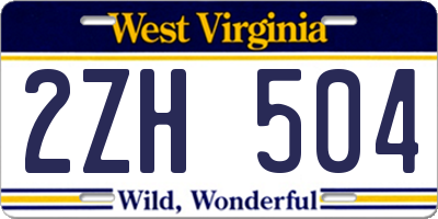 WV license plate 2ZH504