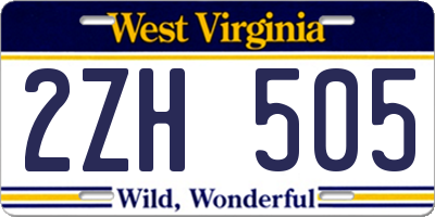 WV license plate 2ZH505