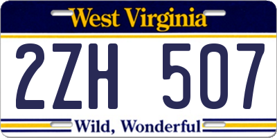 WV license plate 2ZH507