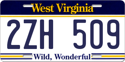 WV license plate 2ZH509