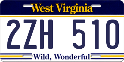 WV license plate 2ZH510