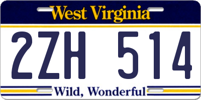 WV license plate 2ZH514