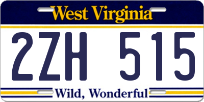 WV license plate 2ZH515
