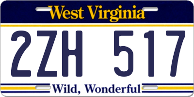 WV license plate 2ZH517