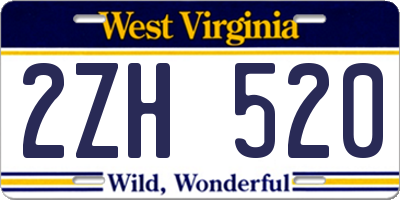 WV license plate 2ZH520