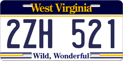WV license plate 2ZH521