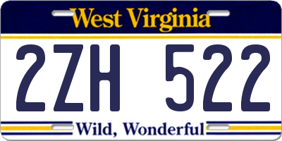 WV license plate 2ZH522
