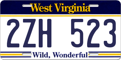 WV license plate 2ZH523