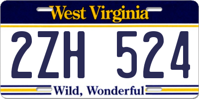 WV license plate 2ZH524