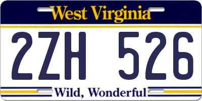 WV license plate 2ZH526