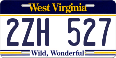 WV license plate 2ZH527