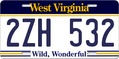 WV license plate 2ZH532